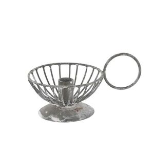 Šedý antik kovový svícen na úzkou svíčku Chamberstick – 11*7*6 cm / Ø 1, 2cm 71140900 obraz