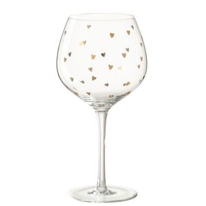 Sklenice na víno se zlatými srdíčky Hearts Gold – 10*10*21, 5 cm / 600ml 52694 obraz