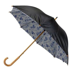 Černý deštník s květinovým vnitřním potiskem Delfts Blue – 105*105*88 cm BCPDBIP obraz