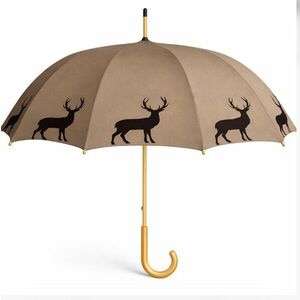 Béžový deštník s černým siluetovým motivem jelena Deer – 105*105*88 cm BCPHS obraz