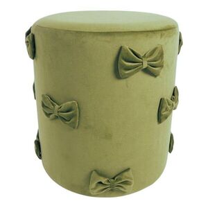 Zelený sametový taburet s mašlemi Pouf Bow green – 37*37*42 cm DCFGBAG obraz