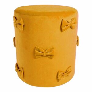 Žlutý sametový taburet s mašlemi Pouf Bow honey – 37*37*42 cm DCFGBHY obraz