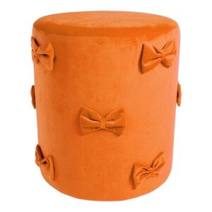 Oranžový sametový taburet s mašlemi Pouf Bow orange – 37*37*42 cm DCFGBO obraz