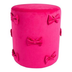 Růžový sametový taburet s mašlemi Pouf Bow fuchsie – 37*37*42 cm DCFGBF obraz