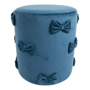 Modrý sametový taburet s mašlemi Pouf Bow blue – 37*37*42 cm DCFGBN obraz