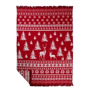 Bílo-červený oboustranný pléd s jeleny Nordic Deer XL – 150*200*3 cm SSDKXLNHR obraz