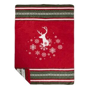 Zeleno-červený pléd s jelenem Christmas Deer XL – 150*200*3 cm SSDKXLRH obraz