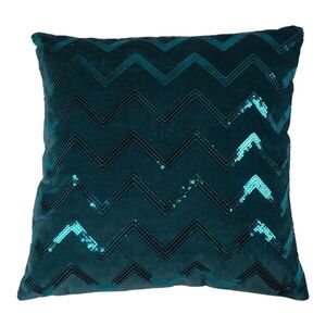 Tyrkysový sametový polštář s flitry Zigzag – 45*45 cm G15B6830-17TQ obraz