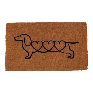 Ručně vyrobená rohožka jezevčík Dachshund se srdíčky – 75*45*4 cm KMHGHD obraz