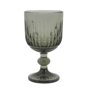 Kouřová sklenice na víno s drážkami Riller – Ø 8*14, 5 cm / 250ml 61107025 obraz
