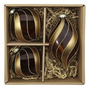 Sada 3ks vánočních skleněných ozdob Chic Antique Mocca – Ø 7*12 / Ø8 / Ø8*7 cm 52105220 obraz