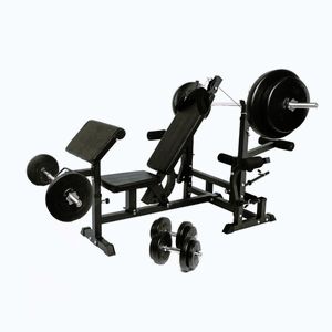 Gorilla Sports posilovací lavice s činkovým setem 100 kg černá obraz