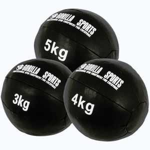 Gorilla Sports Sada kožených medicinbalů, 12 kg, černý obraz