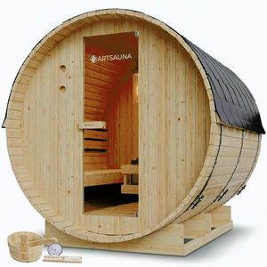 Zahradní sudová sauna pro 6 osob s elektrickými kamny 8 kW obraz