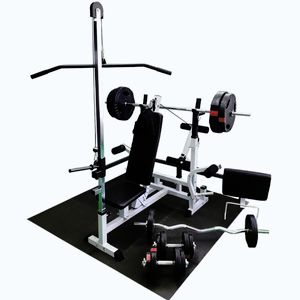 Gorilla Sports posilovací lavice s kladkou a nakládacím setem 100 kg obraz