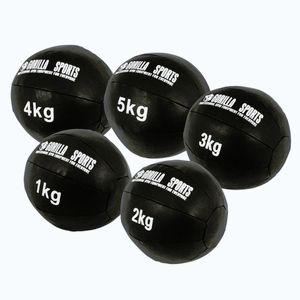 Gorilla Sports Sada kožených medicinbalů, 15 kg, černý obraz