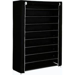 Černý botník s potahem, 9 polic, 100x28x162 cm obraz