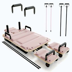 Skládací Pilates Reformer, 109 x 45 x 8 – 21 cm, růžový obraz