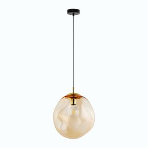 TK Lighting Zlatý závěsný lustr SOL s jantarovým stínidlem 350mm pro žárovku E27 TK4261 obraz