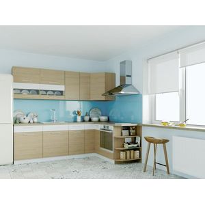 Rohová kuchyně RUTHIN 250x170, buk/bílý lesk obraz