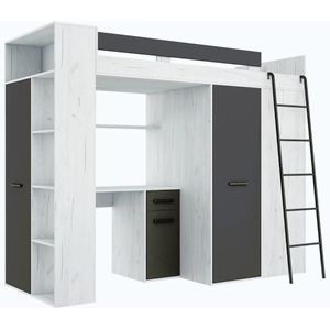 Multifunkční patrová postel DIRARO, pravá, craft bílý/grafit obraz