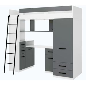 Multifunkční patrová postel LIDARA, levá, bílá/grafit obraz
