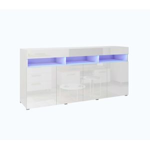 Komoda ANTOFALLA 175 s LED osvětlením, bílá/bílý lesk - II. jakost, POUZE OSOBNÍ ODBĚR obraz