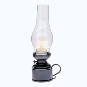 Plastová lucerna s LED svíčkou Flame, v. 24, 5 cm, černá obraz