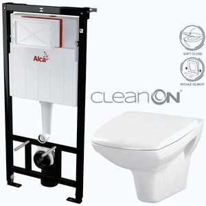 Předstěnový instalační systém bez tlačítka + WC CERSANIT CLEANON CARINA + SEDÁTKO AM101/1120 X CA2 obraz