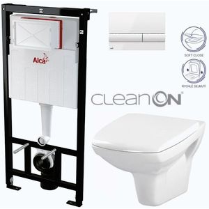 Předstěnový instalační systém s bílým tlačítkem M1710 + WC CERSANIT CLEANON CARINA + SEDÁTKO AM101/1120 M1710 CA2 obraz