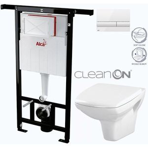 Předstěnový instalační systém s bílým tlačítkem M1710 + WC CERSANIT CLEANON CARINA + SEDÁTKO AM102/1120 M1710 CA2 obraz
