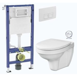 GEBERIT DuofixBasic s bílým tlačítkem DELTA50 + WC CERSANIT DELFI + SOFT SEDÁTKO 458.103.00.2 50BI DE2 obraz