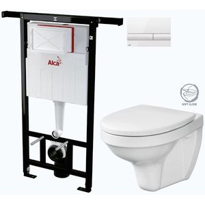 Předstěnový instalační systém s bílým tlačítkem M1710 + WC CERSANIT DELFI + SOFT SEDÁTKO AM102/1120 M1710 DE2 obraz