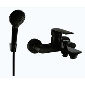 MEXEN/S R05 Royo vanová baterie se sprchou set, černá 7223R05-70 obraz