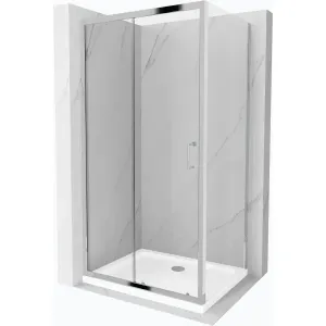 MEXEN/S Apia sprchový kout posuvný 100x80, sklo transparent, chrom + vanička 840-100-080-01-00-4010 obraz