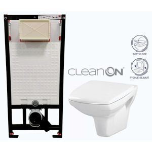 DEANTE Podomítkový rám, pro závěsné WC mísy bez tlačítka + WC CERSANIT CLEANON CARINA + SEDÁTKO CST_WC01 X CA2 obraz
