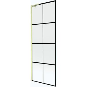 MEXEN/S Next L vanová zástěna FIX 70 x 150, černá vzor, zlatá kartáčovaná 895-070-000-03-77-55 obraz