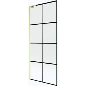 MEXEN/S Next L vanová zástěna FIX 80 x 150, černá vzor, zlatá kartáčovaná 895-080-000-03-77-55 obraz