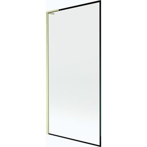 MEXEN/S Next L vanová zástěna FIX 90 x 150, černá vzor, zlatá kartáčovaná 895-090-000-03-70-55 obraz