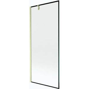 MEXEN/S Next vanová zástěna FIX 80 x 150, černá vzor, zlatá kartáčovaná 895-080-000-00-70-55 obraz