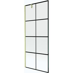 MEXEN/S Next vanová zástěna FIX 80 x 150, černá vzor, zlatá kartáčovaná 895-080-000-00-77-55 obraz