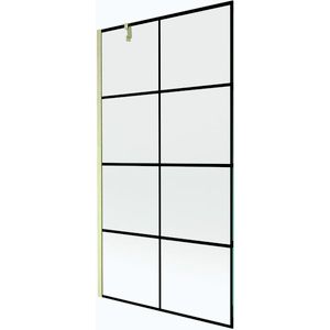 MEXEN/S Next vanová zástěna FIX 100 x 150, černá vzor, zlatá kartáčovaná 895-100-000-00-77-55 obraz