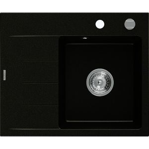 MEXEN Ben granitový dřez 1 s odkapávačem pravý 600 x 500 mm, černá, sifon chrom 6523605000-77 obraz