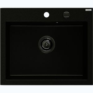 MEXEN/S Elix granitový dřez 1-miska 600 x 500 mm, černá, sifon černá 6525601005-77-B obraz