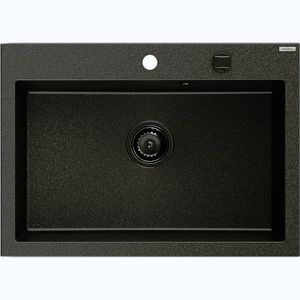 MEXEN/S Elix granitový dřez 1-miska 700 x 500 mm, černá kropenatá, sifon černá 6526701005-76-B obraz