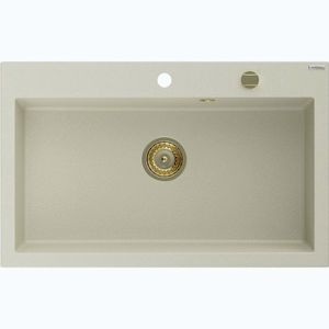 MEXEN/S Elix granitový dřez 1-miska 800 x 500 mm, béžový, sifon zlatá 6527801005-69-G obraz
