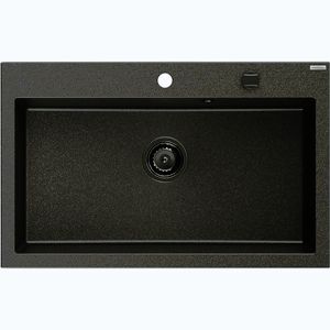 MEXEN/S Elix granitový dřez 1-miska 800 x 500 mm, černá kropenatá, sifon černá 6527801005-76-B obraz
