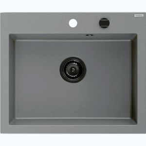 MEXEN/S Elix granitový dřez 1-miska 600 x 500 mm, šedý, sifon černá 6525601005-71-B obraz