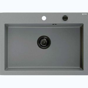 MEXEN/S Elix granitový dřez 1-miska 700 x 500 mm, šedý, sifon černá 6526701005-71-B obraz