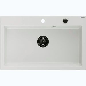 MEXEN/S Elix granitový dřez 1-miska 800 x 500 mm, bílá, sifon černá 6527801005-20-B obraz